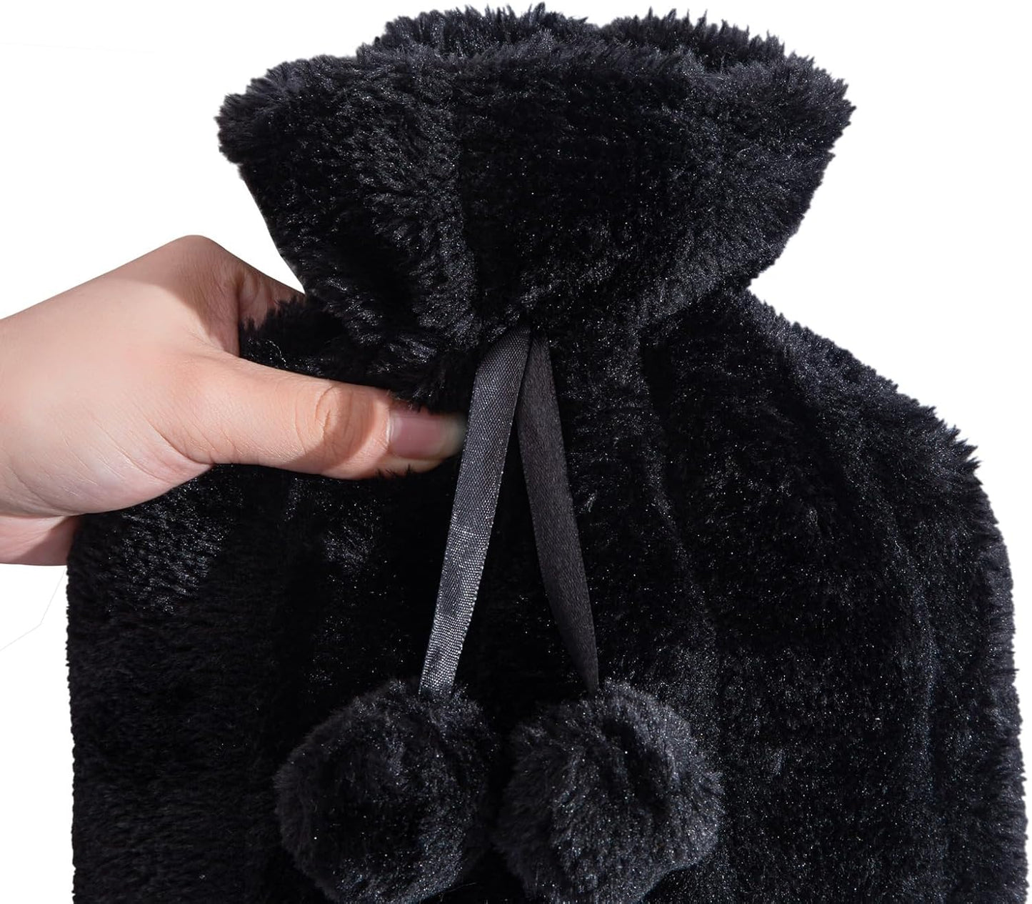 Luxury Large 2L Rubber Hot Water Bottle with Warm Knitted Fleece Faux Fur Cover